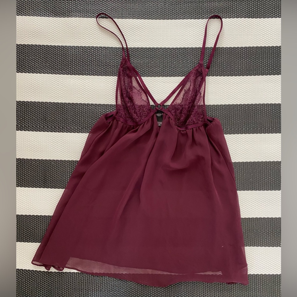 Victoria's Secret Mini Magenta Sheer Slip Dress sz Large